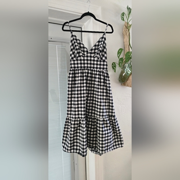 Japna Black and White Gingham 100% Cotton Dress Women's Size Large - Picture 1 of 3